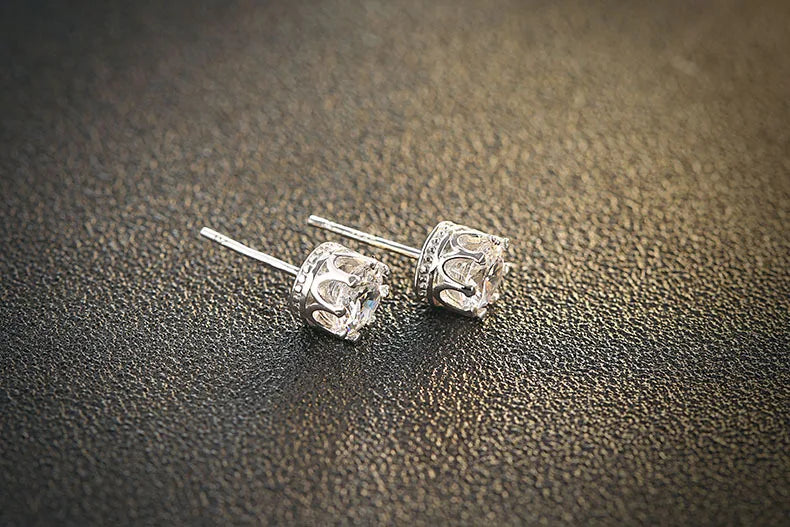 925 Sterling Silver CZ Crystal Stud Earrings