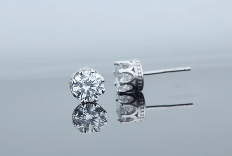 925 Sterling Silver CZ Crystal Stud Earrings