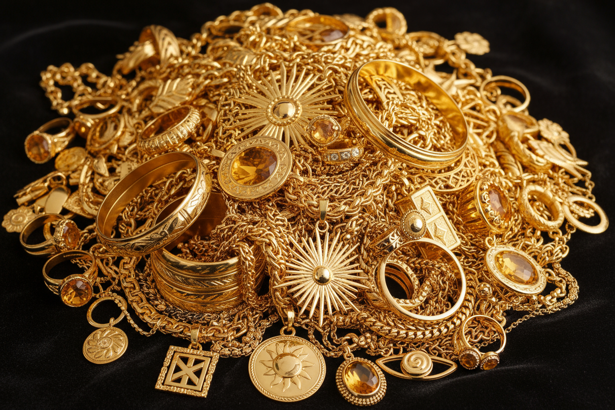pile of golden jewellery